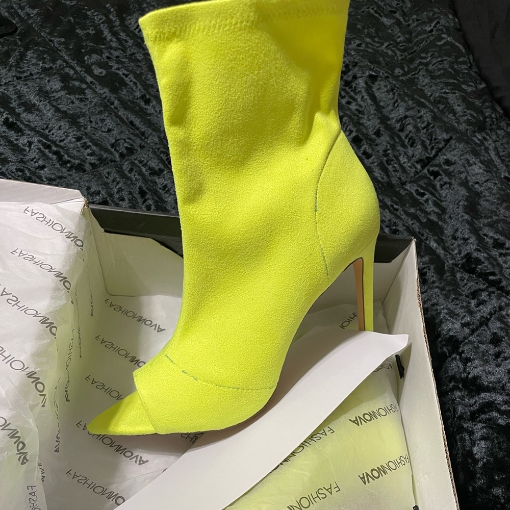 NEW Neon Yellow Booties - Size 8
